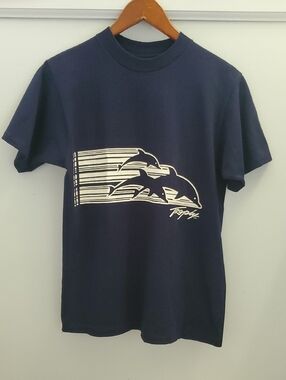 Vintage Tropix Dolphin Graphic T Shirt Blue